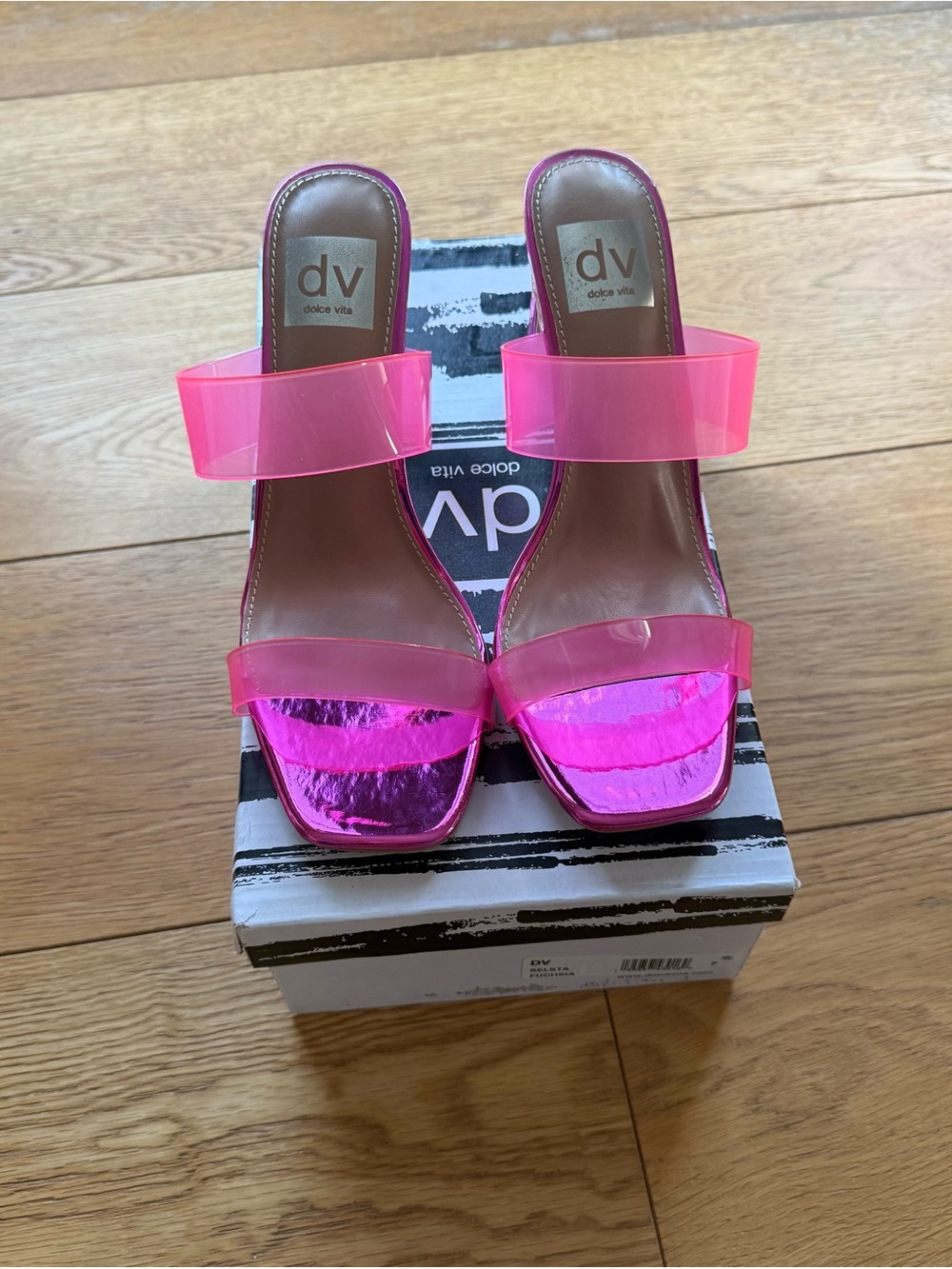 Dolce Vita Hot Pink Clear Strap Slide Heels